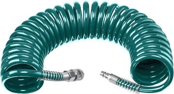 KRAFTOOL  10 м, 8 х 12 мм, 15 бар, воздушный спиральный шланг с фитингами рапид (06590-10) 06590-10