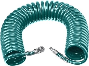 KRAFTOOL  15 м, 8 х 12 мм, 15 бар, воздушный спиральный шланг с фитингами рапид (06590-15) 06590-15