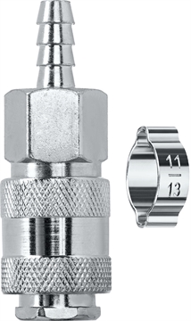 KRAFTOOL  штуцер ″елочка″, 8 мм - рапид муфта, с хомутом, переходник (06596-08) 06596-08