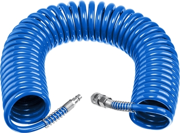 ЗУБР  15 м, 8 х 12 мм, 15 бар, воздушный спиральный шланг с фитингами рапид, Профессионал (6472-15) 6472-15