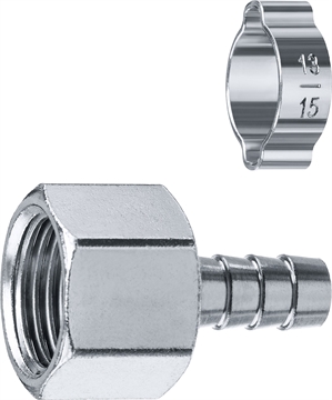 ЗУБР  штуцер ″елочка″, 10 мм - 1/2″F, переходник с обжимным хомутом, Профессионал (64923-1/2-10) 64923-1/2-10