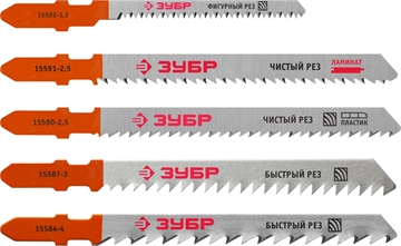 ЗУБР T-хвост., по дереву, 5 шт, набор полотен для лобзика (1595-S5) 1595-S5