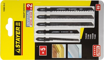 STAYER  T-хвост., по дереву и металлу, 5 шт, UNIVERSAL №2. набор полотен для лобзика (15980-H5-2) 15980-H5-2