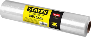 STAYER  300 м х 450 мм, 17 мкм УФ стойкая, ручная, упаковочная стрейч-пленка, MASTER (12611) 12611