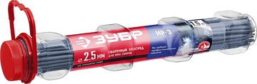 ЗУБР  Д 2.5 х 350 мм, 1.5 кг в ПВХ тубе, МР-3 рутиловый, электрод сварочный (40011-2.5) 40011-2.5
