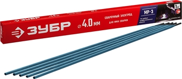 ЗУБР  Д 4.0 х 450 мм, 1 кг в коробке, МР-3 рутиловый, электрод сварочный (40011-4.0) 40011-4.0