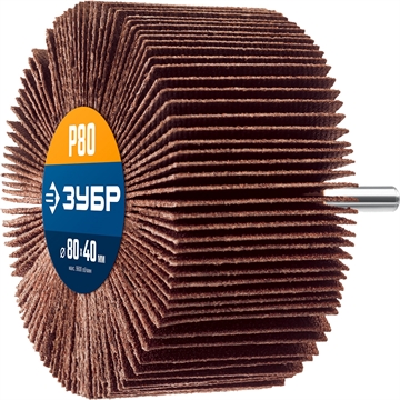 ЗУБР  d 80 x 40 мм, P80, на шпильке d 6 мм, круг шлифовальный лепестковый, Профессионал (36604-080) 36604-080_z01