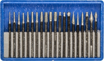 ЗУБР  20 шт, хвостовик d 3 мм, Р 150 - 180, набор алмазных мини-насадок для гравера, Профессионал (33383-H20) 33383-H20