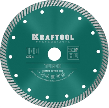 KRAFTOOL  Turbo, 180 мм, (22.2 мм,  10 х 2.6 мм), сегментированный алмазный диск (36682-180) 36682-180