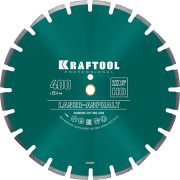 KRAFTOOL  Laser-Asphalt, 400 мм, (25.4/20 мм, 10 х 3.4 мм), сегментный алмазный диск (36687-400) 36687-400