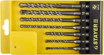 STAYER  7 шт: 5/6/8+R[-36]C:RCx110. 6/8/10/12х160 мм, набор SDS-plus буров, Professional (2930-H7) 2930-H7