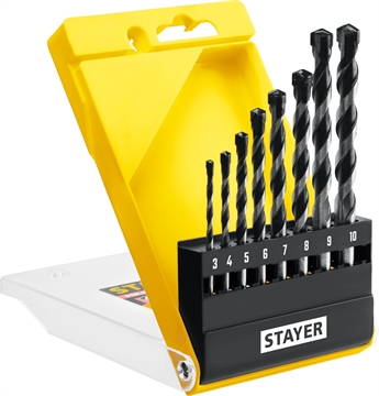 STAYER  Hercules, 8 шт: d 3-4-5-6-7-8-9-10 мм, набор сверл по бетону, Professional (2915-H8) 2915-H8_z02