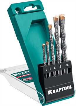 KRAFTOOL  Extreme, 5 шт: 4-5-6-8-10 мм, трехгранный хвостовик, набор сверл по бетону (29166-H5) 29166-H5