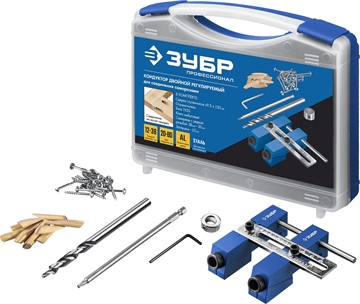 ЗУБР  два отверстия, регулируемый кондуктор для глухих отверстий, Профессионал (30081) 30081