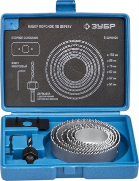ЗУБР  6 шт, 51-102 мм, набор коронок по дереву (2955-H08) 2955-H08_z01