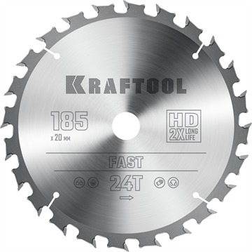 KRAFTOOL  Fast, 185 х 20 мм, 24Т, пильный диск по дереву (36950-185-20) 36950-185-20