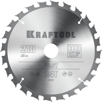KRAFTOOL  Fast, 210 х 30 мм, 24Т, пильный диск по дереву (36950-210-30) 36950-210-30