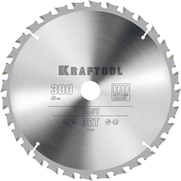 KRAFTOOL  Fast, 300 х 32 мм, 32Т, пильный диск по дереву (36950-300-32) 36950-300-32
