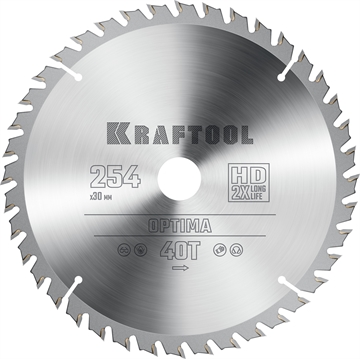 KRAFTOOL  Optima, 254 х 30 мм, 40Т, пильный диск по дереву (36951-254-30) 36951-254-30