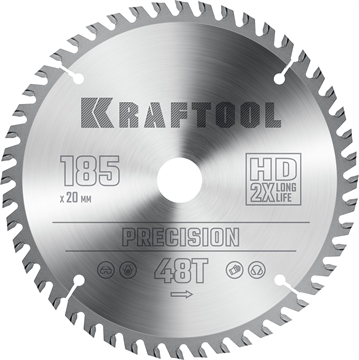 KRAFTOOL  Precision, 185 x 20 мм, 48Т, пильный диск по дереву (36952-185-20) 36952-185-20