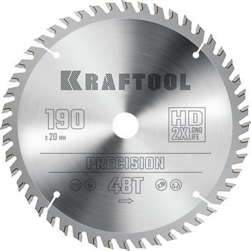 KRAFTOOL  Precision, 190 х 20 мм, 48Т, пильный диск по дереву (36952-190-20) 36952-190-20