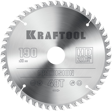 KRAFTOOL  Precision, 190 х 30 мм, 48Т, пильный диск по дереву (36952-190-30) 36952-190-30