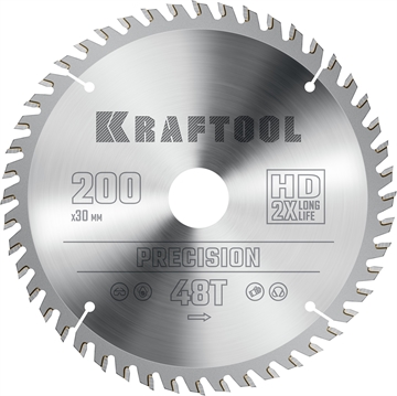 KRAFTOOL  Precision, 200 х 30 мм, 48Т, пильный диск по дереву (36952-200-30) 36952-200-30