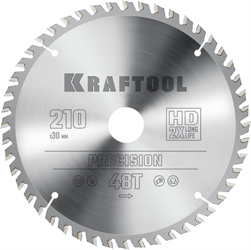 KRAFTOOL  Precision, 210 х 30 мм, 48Т, пильный диск по дереву (36952-210-30) 36952-210-30