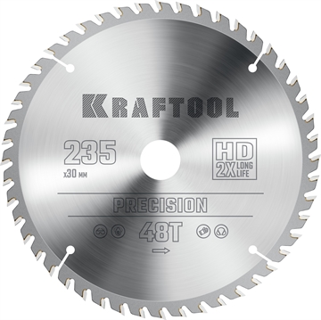 KRAFTOOL  Precision, 235 х 30 мм, 48Т, пильный диск по дереву (36952-235-30) 36952-235-30