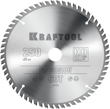 KRAFTOOL  Precision, 250 х 30 мм, 60Т, пильный диск по дереву (36952-250-30) 36952-250-30