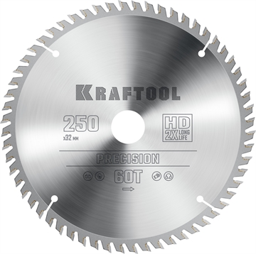 KRAFTOOL  Precision, 250 х 32 мм, 60Т, пильный диск по дереву (36952-250-32) 36952-250-32