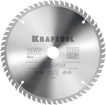 KRAFTOOL  Precision, 260 х 30 мм, 60Т, пильный диск по дереву (36952-260-30) 36952-260-30