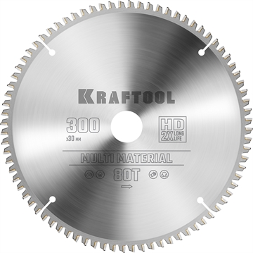 KRAFTOOL  Multi Material, 300 х 30 мм, 80Т, пильный диск по алюминию (36953-300-30) 36953-300-30