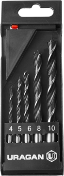 URAGAN  5 шт: 4-5-6-8-10 мм, набор спиральных сверл по дереву (29419-H5) 29419-H5