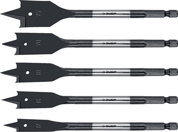 ЗУБР  5  шт, 12-16-18-20-25 мм, хвостовик HEX 1/4″, набор перовых сверл по дереву (29505-H5) 29505-H5_z01
