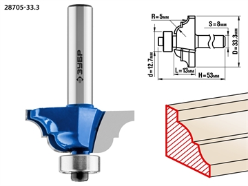 ЗУБР  33.3 x 13 мм, радиус 5 мм, фреза кромочная калевочная №4, Профессионал (28705-33.3) 28705-33.3