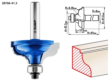ЗУБР  41.3 x 18 мм, радиус 6.3 мм, фреза кромочная калевочная №5, Профессионал (28706-41.3) 28706-41.3