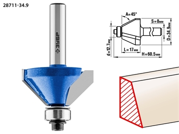 ЗУБР  34.9 x 16 мм, фреза кромочная калевочная (фасочная) №9, Профессионал (28711-34.9) 28711-34.9