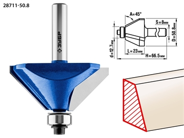 ЗУБР  50.8 x 27 мм, фреза кромочная калевочная (фасочная) №9, Профессионал (28711-50.8) 28711-50.8