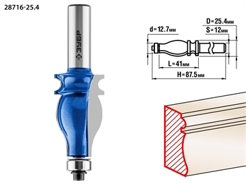 ЗУБР  25.4 x 41 мм, хвостовик 12 мм, фреза кромочная фигурная №5, Профессионал (28716-25.4) 28716-25.4