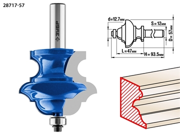 ЗУБР  57 x 47.6 мм, хвостовик 12 мм, фреза кромочная фигурная №6, Профессионал (28717-57) 28717-57