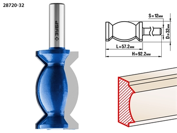 ЗУБР  32 x 57 мм, хвостовик 12 мм, фреза кромочная фигурная №9, Профессионал (28720-32) 28720-32