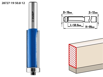 ЗУБР  19 x 50.8 мм, хвостовик 12 мм, фреза кромочная с нижним подшипником, Профессионал (28727-19-50.8-12) 28727-19-50.8-12