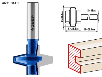 ЗУБР  38.1 x 28.6 мм, хвостовик 12 мм, фреза пазо-шиповая наборная, Профессионал (28731-38.1-1) 28731-38.1-1