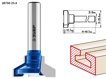 ЗУБР  25.4 x 12.7 мм, высота 12.7 мм, фреза пазовая Т-образная №2, Профессионал (28750-25.4) 28750-25.4