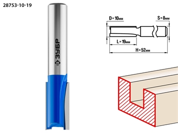 ЗУБР  10 x 19 мм, хвостовик 8 мм, фреза пазовая прямая, Профессионал (28753-10-19) 28753-10-19