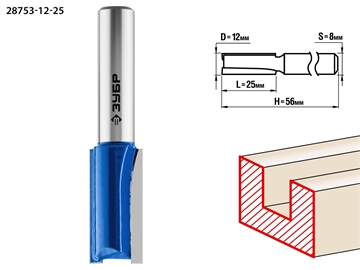 ЗУБР  12 x 25 мм, хвостовик 8 мм, фреза пазовая прямая, Профессионал (28753-12-25) 28753-12-25
