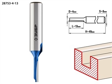 ЗУБР  4 x 13 мм, хвостовик 8 мм, фреза пазовая прямая, Профессионал (28753-4-13) 28753-4-13