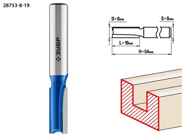 ЗУБР  8 x 19 мм, хвостовик 8 мм, фреза пазовая прямая, Профессионал (28753-8-19) 28753-8-19