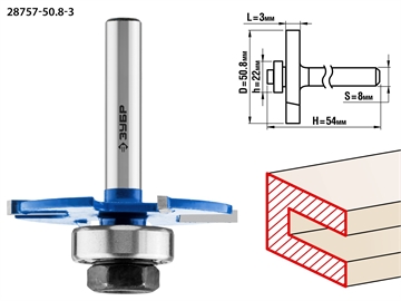 ЗУБР  50.8 x 3 мм, хвостовик 8 мм, фреза горизонтально-пазовая, Профессионал (28757-50.8-3) 28757-50.8-3